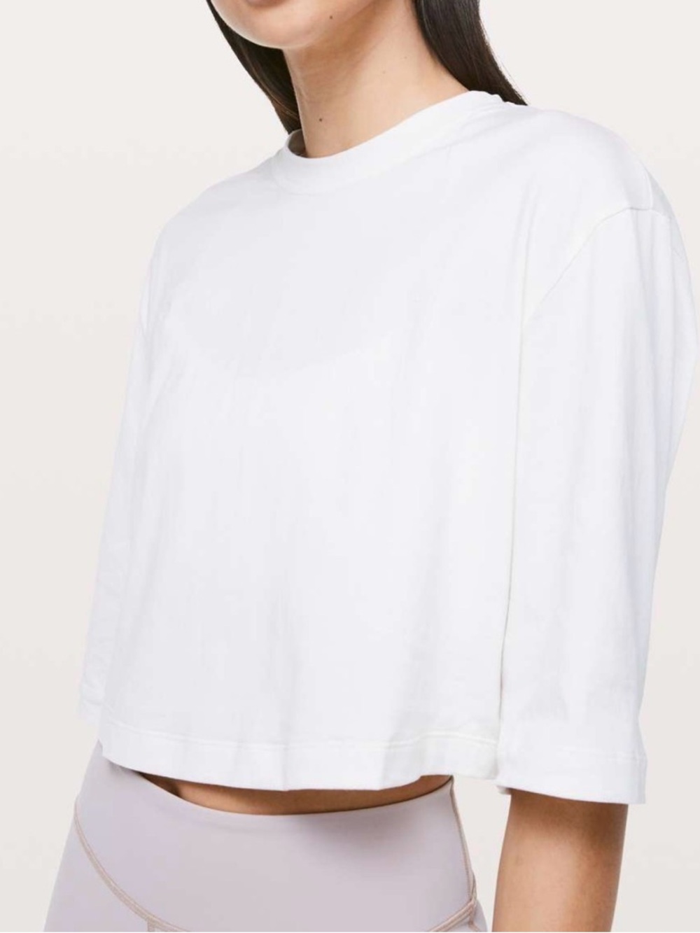 Aritzia White Cropped Boxy Tee